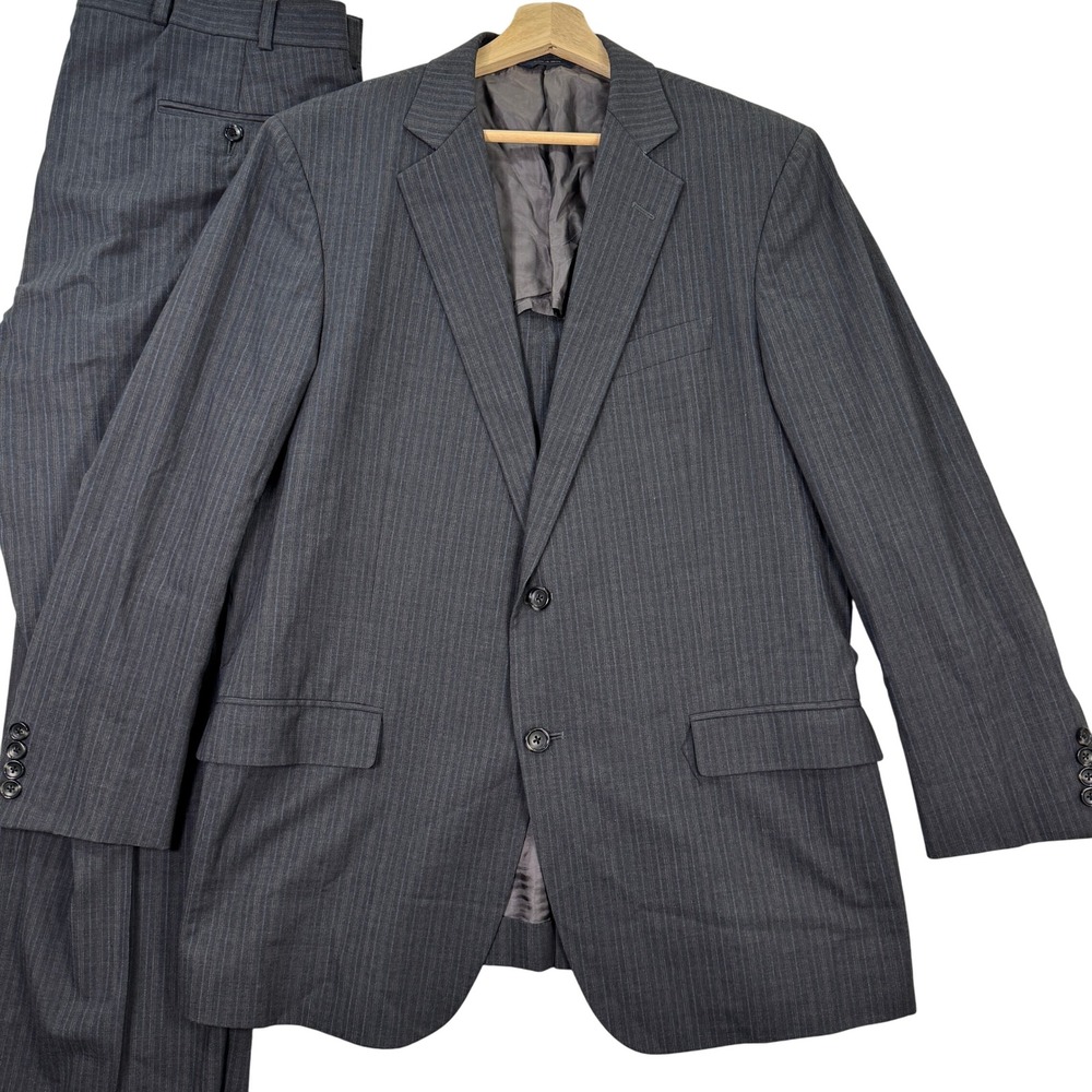 Brooks Brothers Fitzgerald BrooksCool Men 43R Slim Fit Grey Pinstripe Suit 38x29